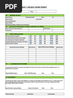 Sunday / Holiday Work Permit: 'A' General Details