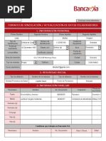 Formato Actualización Hoja de Vida Bancamia