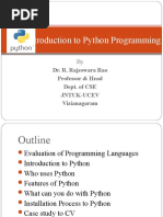 Introduction To Python Programming: Dr. R. Rajeswara Rao Professor & Head Dept. of CSE Jntuk-Ucev Vizianagaram