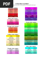 HTML and CSS Color Names