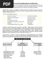 Reading A Journal Article Methodically and Effectively