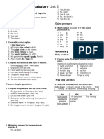 Grammar and Vocabulary Unit 2