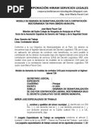 Modelo Demanda Desnaturalización Cas A Contratación Indeterminada 728 para Obrero Municipal - Autor José María Pacori Cari