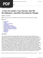 A Fury For Justice - Lucy Parsons and The Revolutionary Anarchist Movement in Chicago by Jacob McKean