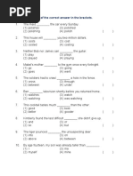 Write The Number of The Correct Answer in The Brackets