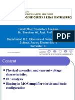 Field Effect Transistors Analysis Mr. Zeeshan Ali, Asst. Professor Department: B.E. Electronic & Telecommunication Subject: Analog Electronics - I Semester: III