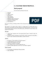 How To Write A Masters Thesis Proposal II. Structure of A Thesis Proposal