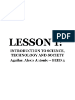 Lesson 1:: Introduction To Science, Technology and Society