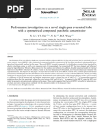 Performance Investigation On A Novel Single-Pass Evacuated Tube With A Symmetrical Compound Parabolic Concentrator