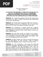 Activating The Emergency Operation Center (EOC) in The City of Mandaue For COVID-19 Intensified Prevention Measures and Response Management, Providing For Its Composition and Other Purposes 2