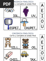 Conciencia Fonológica Vamos A Jugar Con El Sonido Final VOCAL PDF