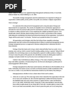 Value of Strategic Management Source: Ybanez JR., Antonio Errol. Applied Strategic Management and Business Policy: A Case Study