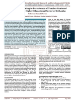 Factors Contributing To Persistence of Teacher Centered Learning in The Higher Educational Sector of Sri Lanka