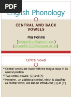 English Phonology Central and Back Vowel