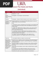 Wants and Needs Lesson Plan 5e