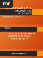 Brigada Eskwela 2019 Implementing Guidelines: Deped Memorandum No