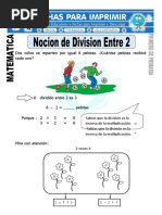 Ficha de Noción de División Entre Dos para Primero de Primaria