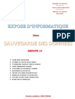 EXPOSE - D'INFORMATIQUE (1) Sauvegarde Des Donnees