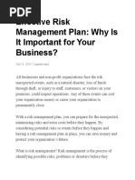 Effective Risk Management Plan