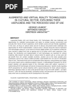 Augmented and Virtual Reality Technologies in Cultural Sector: Exploring Their Usefulness and The Perceived Ease of Use