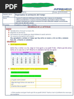 Expresamos La Estimación Del Tiempo: Sesion de Aprendizaje