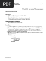 Week003-Levels of Measurement: Laboratory Exercise 001