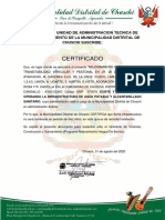 Certificado de Agua y Alcantarillado de Chuschi