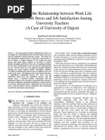 Examining The Relationship Between Work Life Balance, Job Stress and Job Satisfaction Among University Teachers (A Case of University of Gujrat)