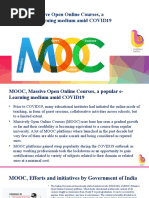 MOOC, Massive Open Online Courses, A Popular E-Learning Medium Amid COVID19