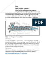 Method For Processing of Polymer: Extrusion: Assignment METB 113/1013