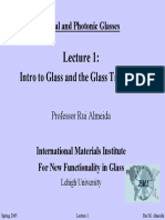 Intro To Glass and The Glass Transition: Optical and Photonic Glasses