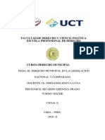 El Derecho Municipal en La Legislacion Nacional y Comparada