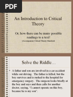 An Introduction To Critical Theory: Or, How There Can Be Many Possible Readings To A Text!