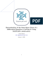 Determination of The State-Space Form of A Differential Equation & Solving It Using MATLAB's Ode45-Solver