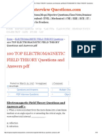 100 TOP ELECTROMAGNETIC FIELD THEORY Questions and Answers PDF ELECTROMAGNETIC FIELD THEORY Questions