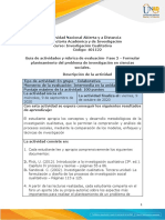 Guía de Actividades y Rúbrica de Evaluación - Fase 2 - Formular Planteamiento Del Problema de Investigación en Ciencias Sociales