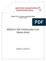 MODULE in GEC 3 Mathematics in The Modern World: College of Arts, Sciences and Social Work