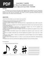 Grade 8 MUSIC 1 Quarter Module 1:music of Luzon Highlands and Lowlands 1 Week: Music in High Land of Luzon VOCAL - FOLKSONG