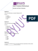 CBSE Class 5 Science Worksheet Animals PDF