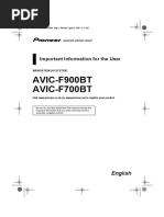 AVIC-F900BT AVIC-F700BT: Important Information For The User