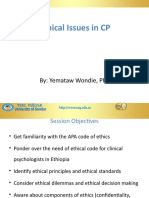 Ethical Issues in CP: By: Yemataw Wondie, PHD