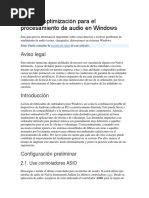 Guía de Optimización para El Procesamiento de Audio en Windows