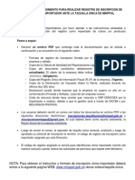 Planilla para Registrar La Inscripcion de Importador Ante Minpal