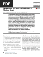 Rehabilitation and Return To Play Following Meniscal Repair PDF