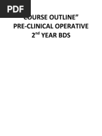 Course Outline" Pre-Clinical Operative 2 Year Bds