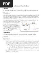 Horizontal Projectile Lab Purpose