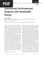 Announcing Environmental Progress and Sustainable Energy: Editorial