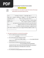 Advanced Listening: Transactional Communication Self-Study Worksheet