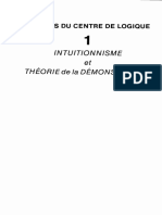 Intuitionnisme Et Théorie de La Démonstration (Cahiers Du Centre de Logique) by Marcel Crabbé, Thierry Lucas (Éditeurs)