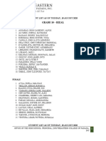 Grade 10 - Rizal: Student List As of Tuesday, 18 August 2020